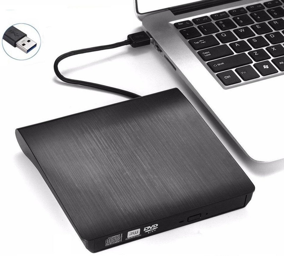 HMerch™ Externe DVD Speler en brander - Geschikt voor CD & DVD - Plug and play - voor Laptop / PC / Macbook / iMac - USB 3.0 - Zwart
