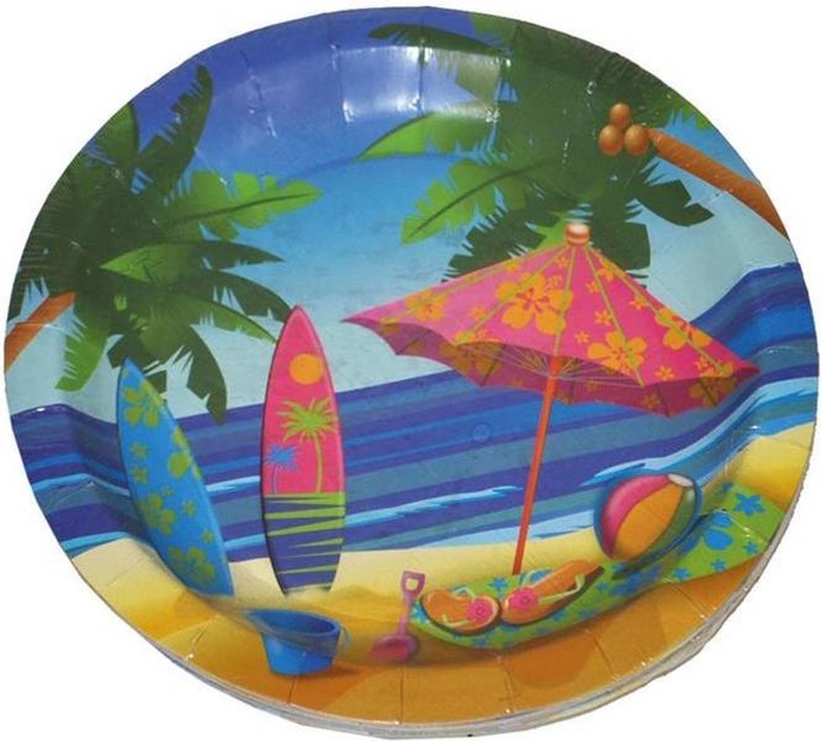 24x Party bordjes karton hawaii feest thema 23 cm - Feestartikelen en tafel versiering