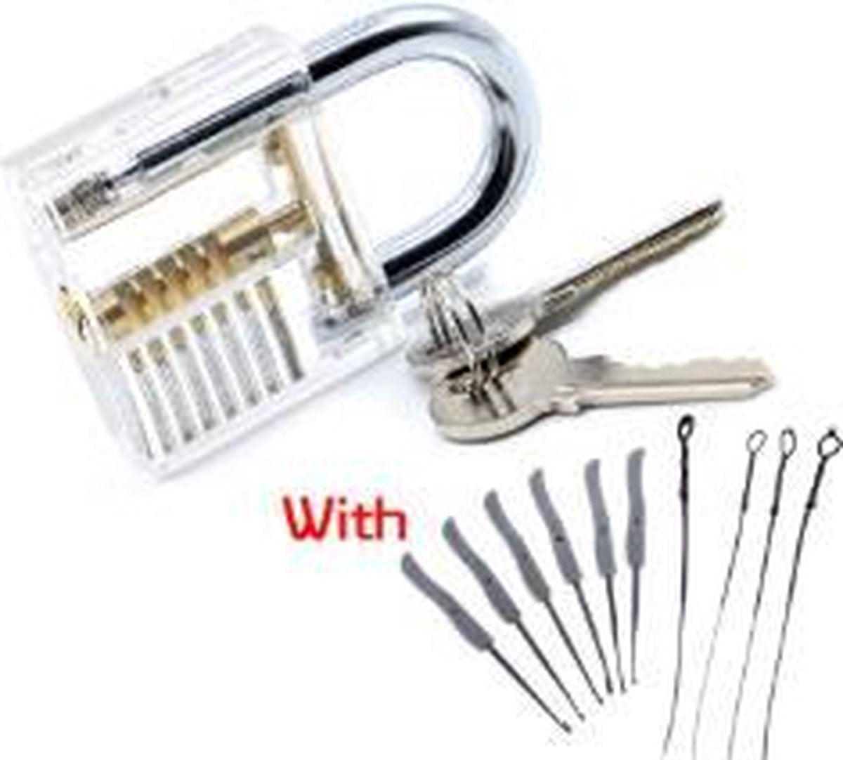 Beginners Oefen Lockpick Set met Doorzichtig Oefenslot - Lockpicking Tool - Sleutelkraker