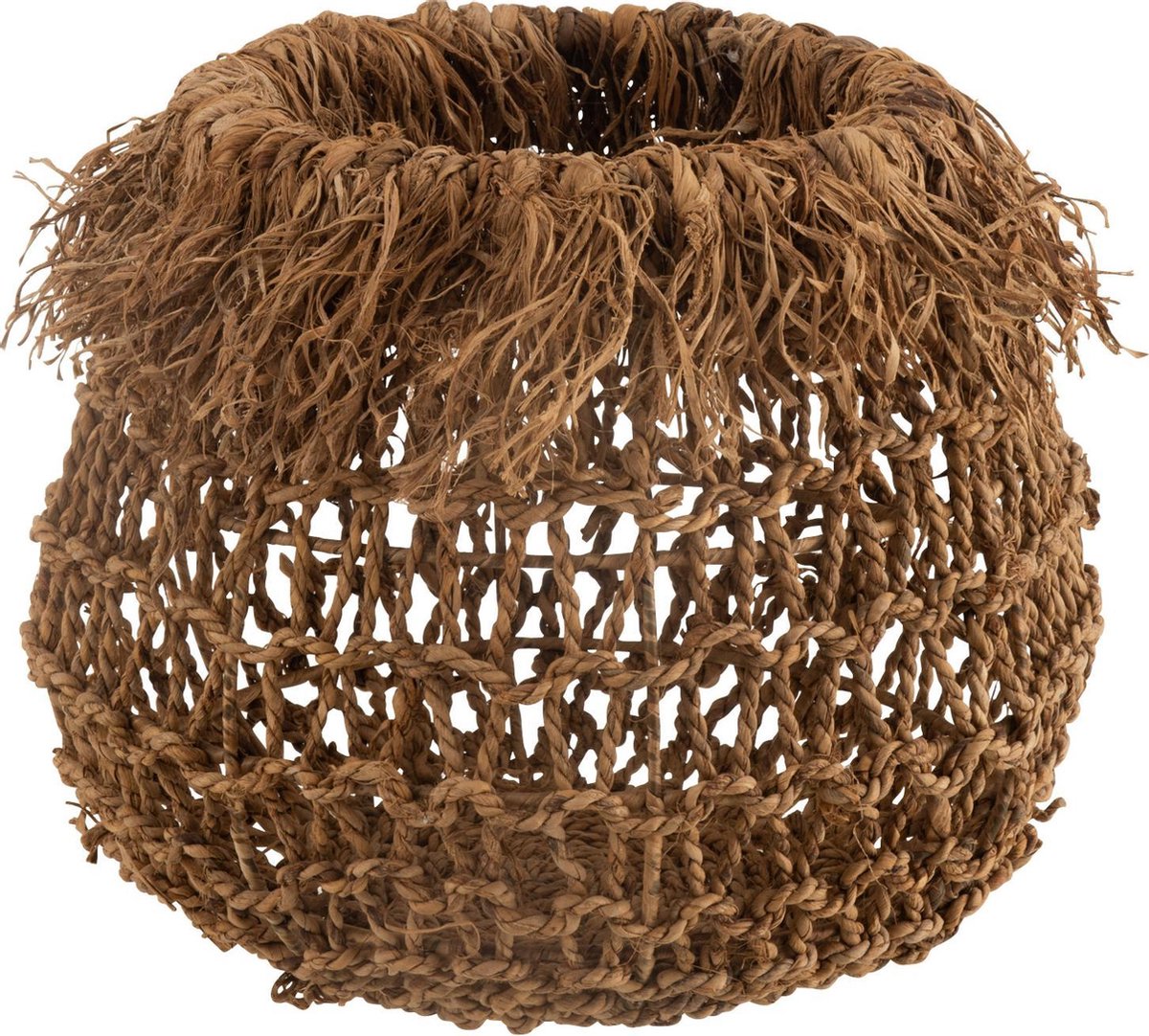 J-Line Mand Gevlochten Rond Bananen Bladeren Naturel Small