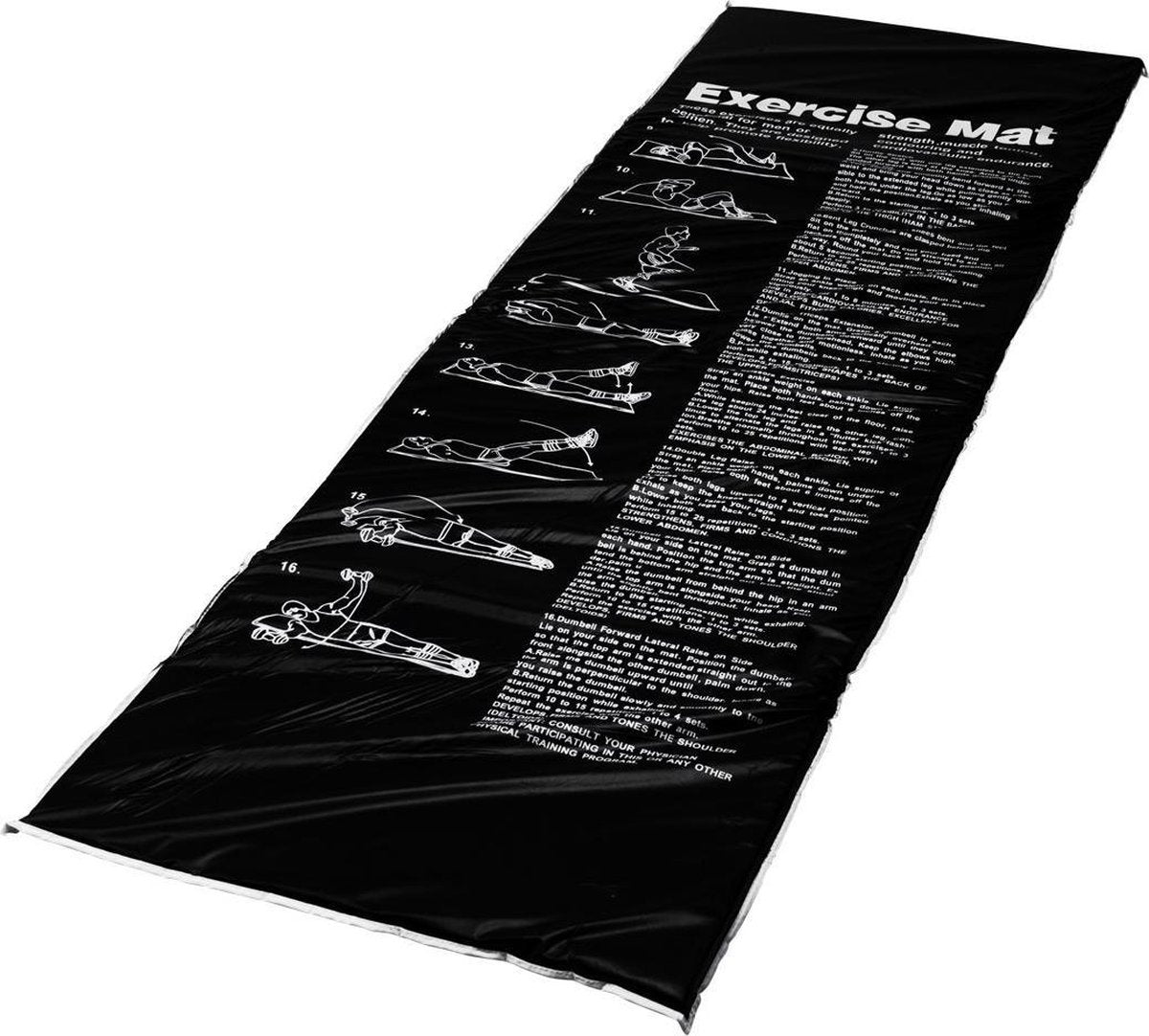 Vloermat fitness - VirtuFit Fitnessmat - PVC - 180 x 60 cm - Zwart - Met oefeningen