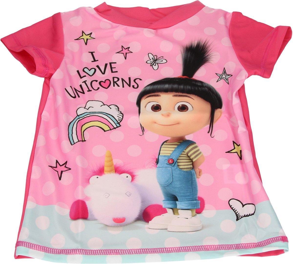 Despicable Me Minions Meisjes UV T-shirt – Maat 104/110 – Roze – UPF 40+ | Kleding met Zonbeschermende Stof | Kindershirts met Zonnebescherming | UV-werende Kleren