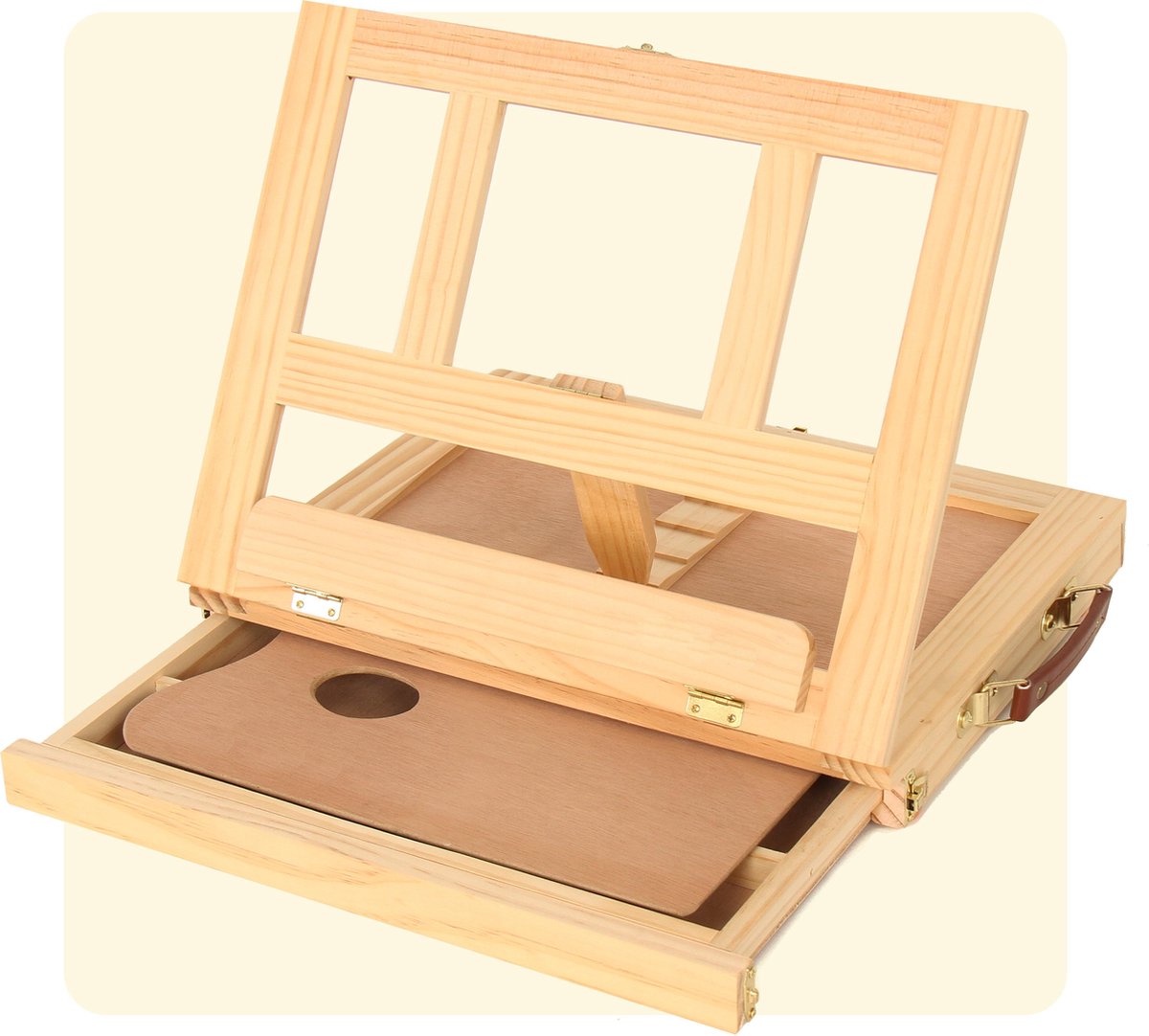 Ayoo® Houten Schildersezel Tafelmodel - Tafelezel - Tekenkoffer - Schildersezel - Schildersezel - Tekenset - Draagbare Ezel - Tekenkoffer - TafelEzel