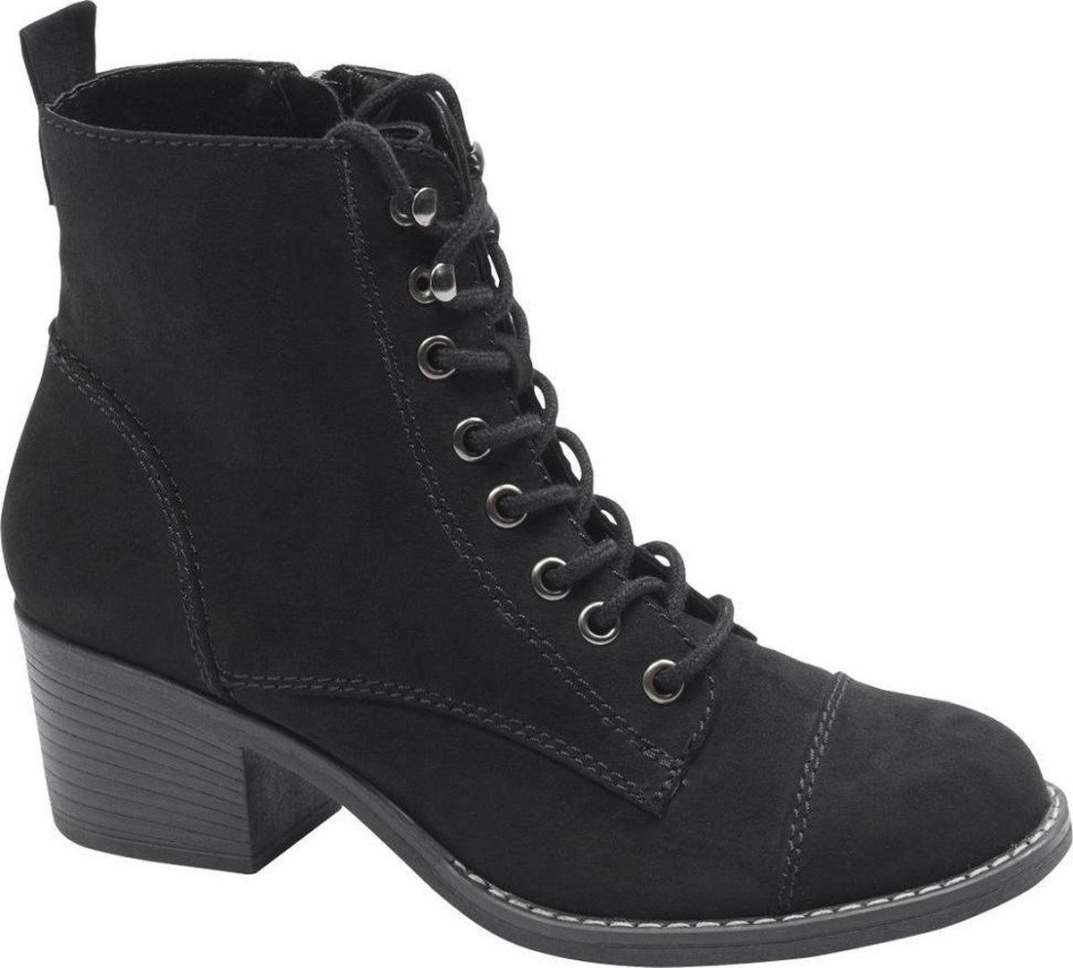 Graceland Dames Zwarte veterboot  - Maat 38