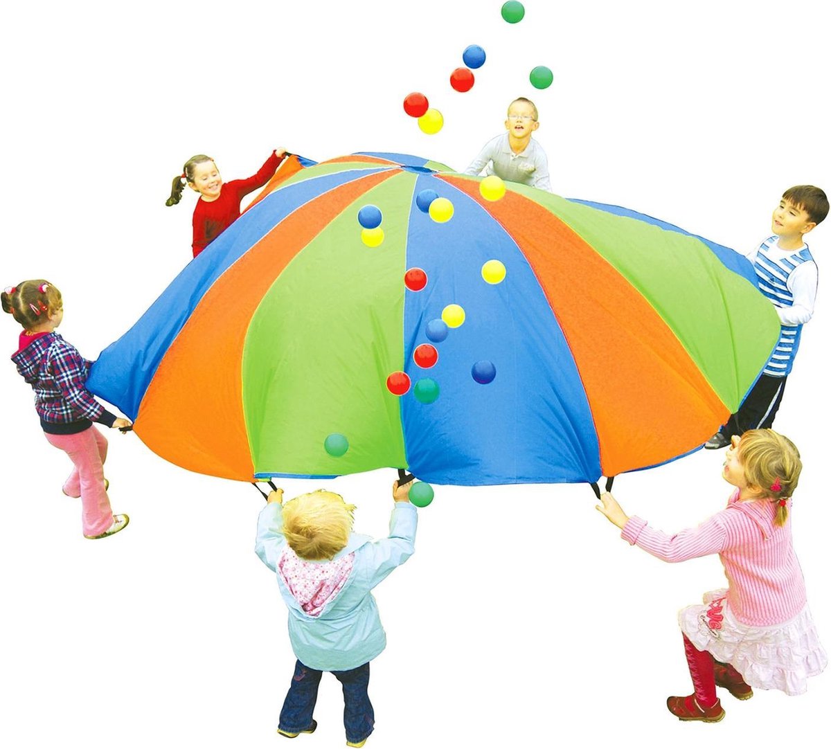 Regenboog Parachute Spel met 24 Ballen