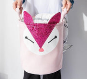 Container - Tas - Wasmand - Roze Konijn - Speelgoed mand (Z25konijn) (33x30cm)