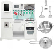 Mamabrum Houten Witte SpeelKeuken Groot - met Accessoires en Schort Kinderkeuken