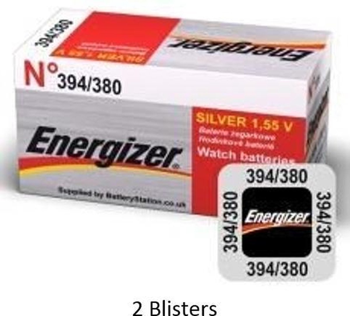 2 stuks (2 blisters a 1 stuk) Energizer 380/394 knoopcel Zilver-oxide batterij (S) 1