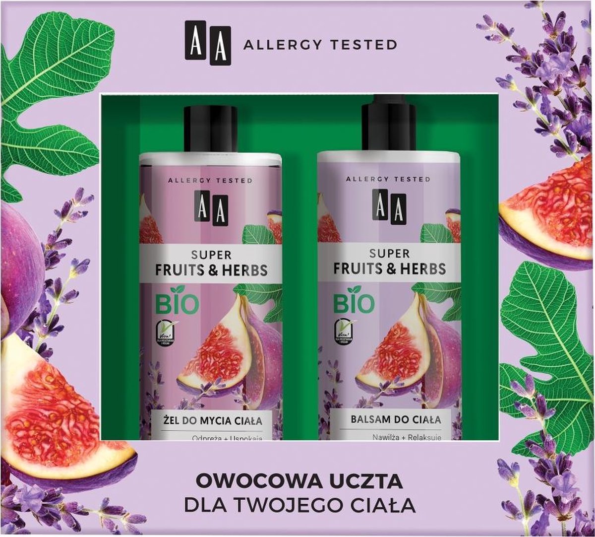 Aa - Super Fruits & Herbs Body Wash Fig & Lavender 500Ml + Body Lotion Fig & Lavender