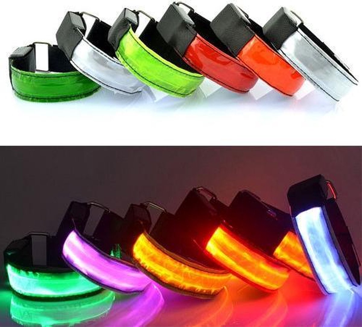 LED Hardloop Armband - Fiets - Outdoor Sport Armband - Reflecterende Hardloop Verlichting - 32cm - GEEL