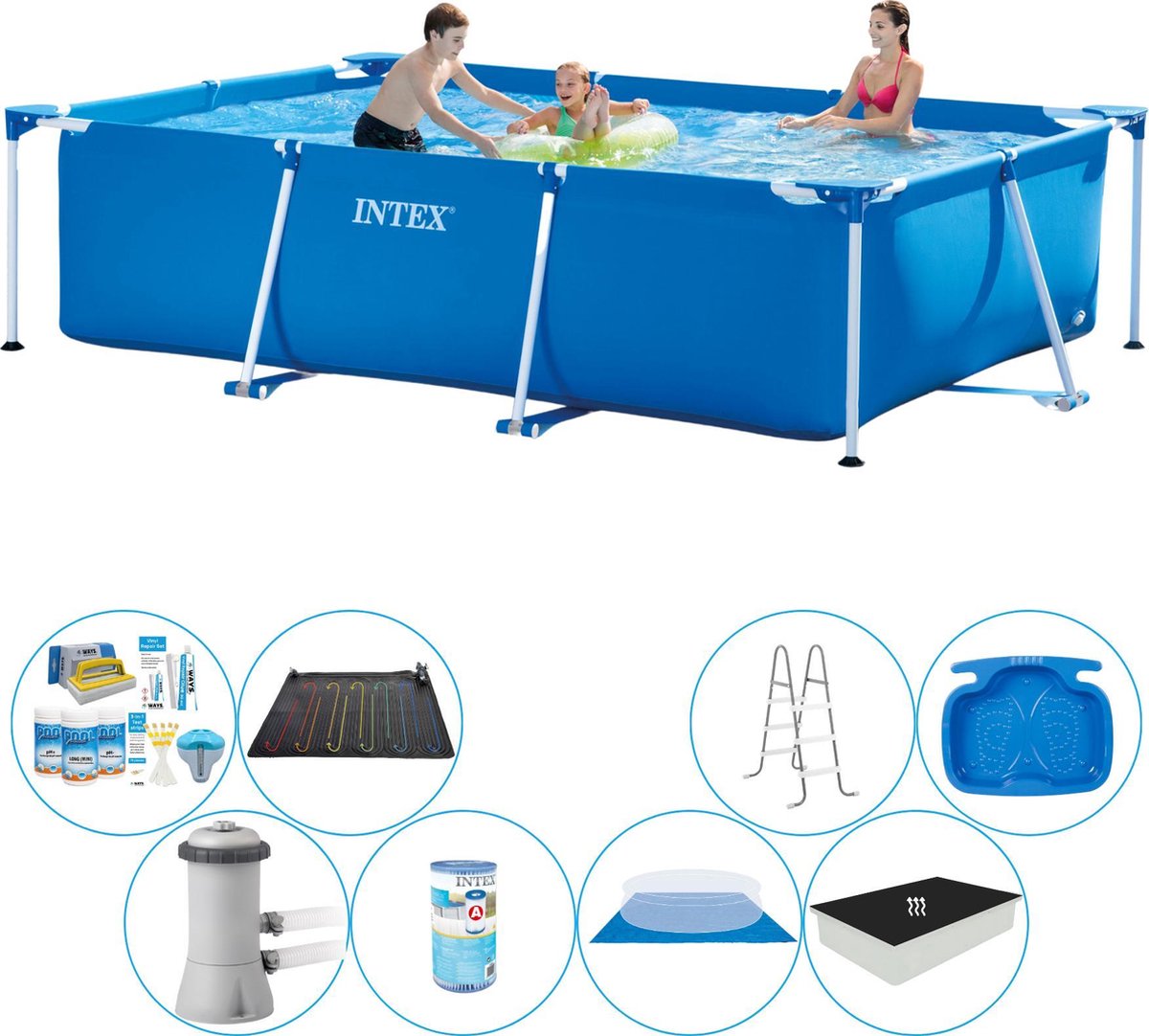 Intex Frame Pool Rechthoekig 300x200x75 cm - Deluxe Zwembad Pakket
