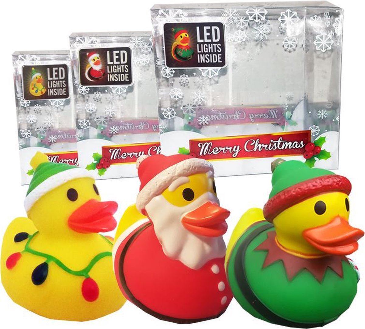Badeend met LED 9cm Set van 3