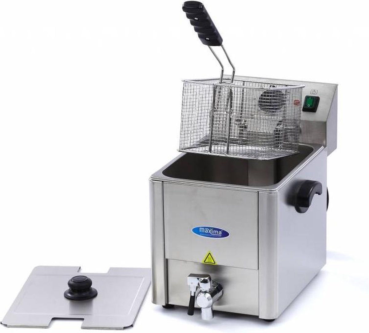 Horeca Frituurpan  8 Liter - Aftapkraan - RVS - 1.5 kg Frites - met Koude Zone - tot 185 Graden - Professionele Friteuse /  Frietpan - Maxima
