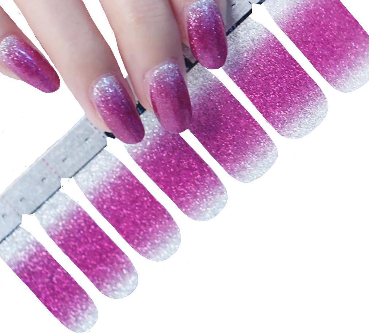 ● Nail wraps ● "Multiplaza" Roze/Wit/Zilver -  nagel patch - nagellakstickers - nagel strips - siernaden - nagel stickers