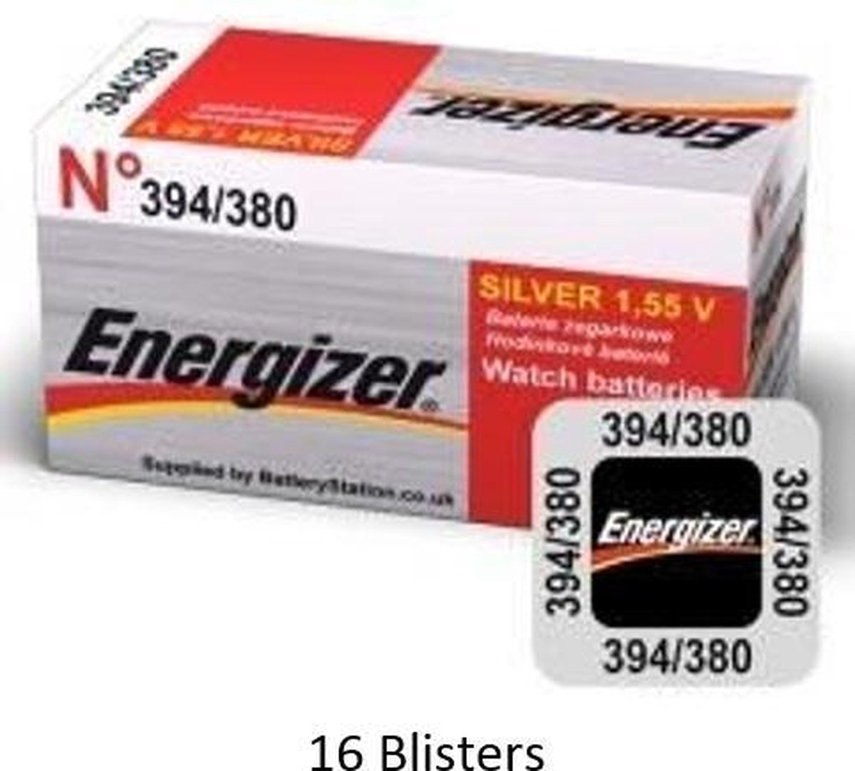 16 stuks (16 blisters a 1 stuk) Energizer 380/394 knoopcel Zilver-oxide batterij (S) 1