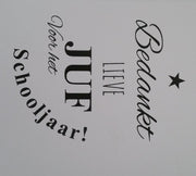 Cadeau juf set van 2 |  Tas Bedankt lieve Juf voor het schooljaar | wit met zwarte | bedankt bedanken juffen juffendag meester afscheid  Juffendag cadeau  Einde schooljaar   juf