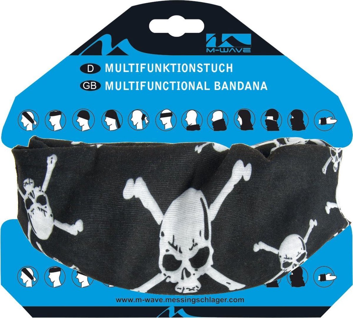 M-wave Hoofddoek Multifunctioneel Zwart Schedel 24 X 48 Cm