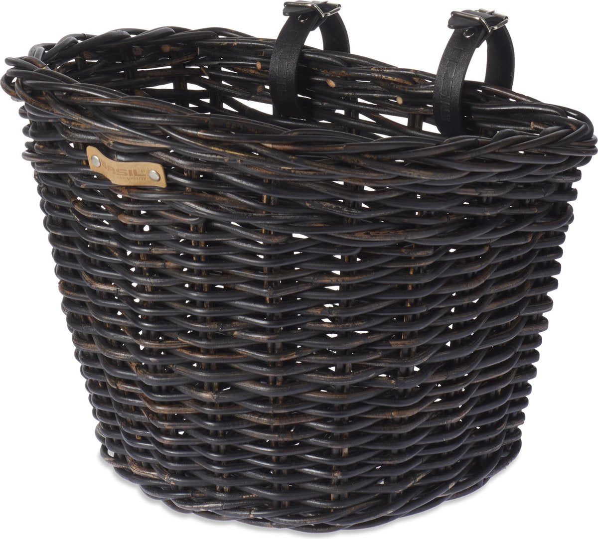 Basil Darcy L Fietsmand - Voor - Rotan - Inclusief Riempjes - Zwart Melee