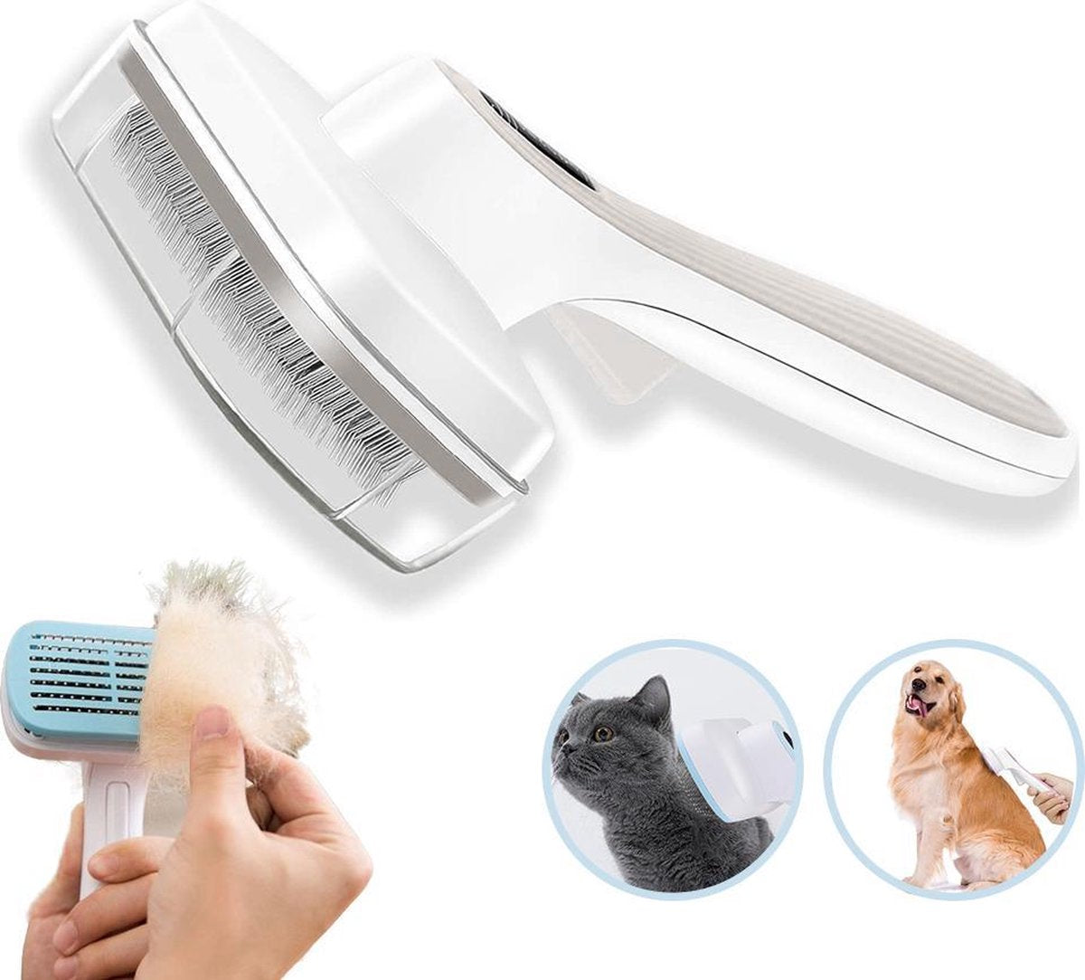 Lubadoo® - Kattenborstel - Hondenborstel - Kattenkam - Kattenhaar - Hondenhaar - Huisdierhaar verwijderaar - Haarverwijderaar voor huisdieren - Langharig - Kortharig - Grijs