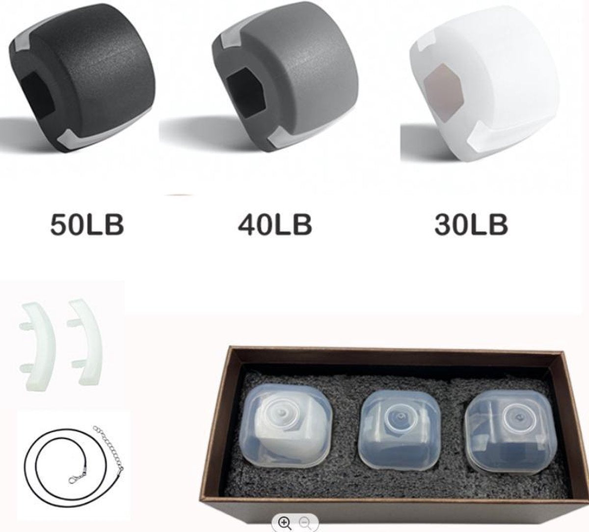 Kaaktrainer - Kaaklijn trainer - Kaak trainer met luxe opbergdoos - Ketting - 3 niveaus - Jawline trainer - Compacte kaaktrainer - Kaakspier - Onderkin trainer - Anti Aging - Kaak