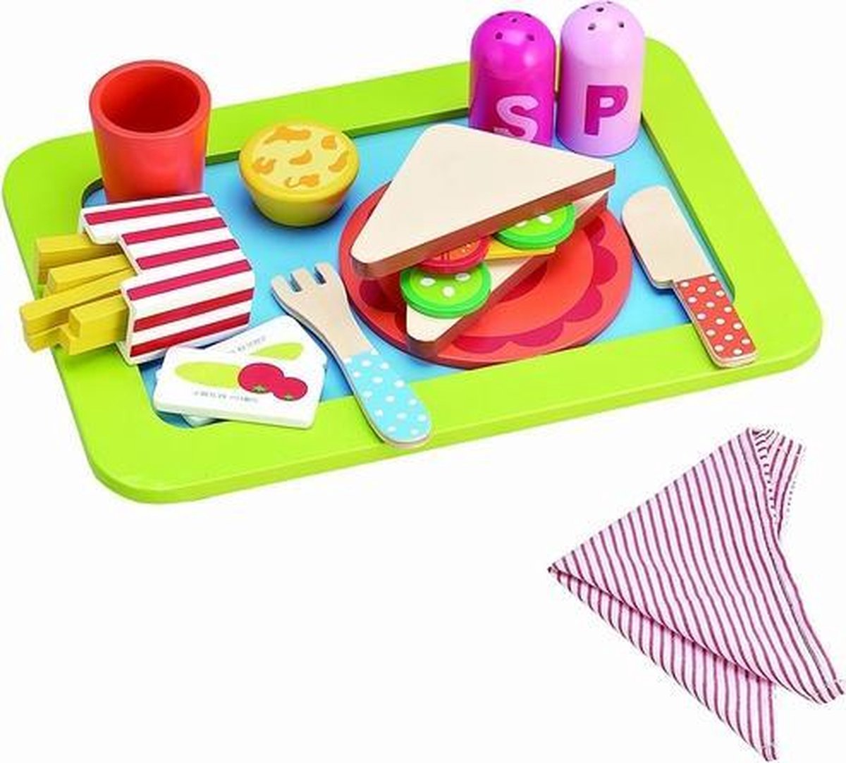 Playwood - houten speelgoed eten op dienblad met french fries