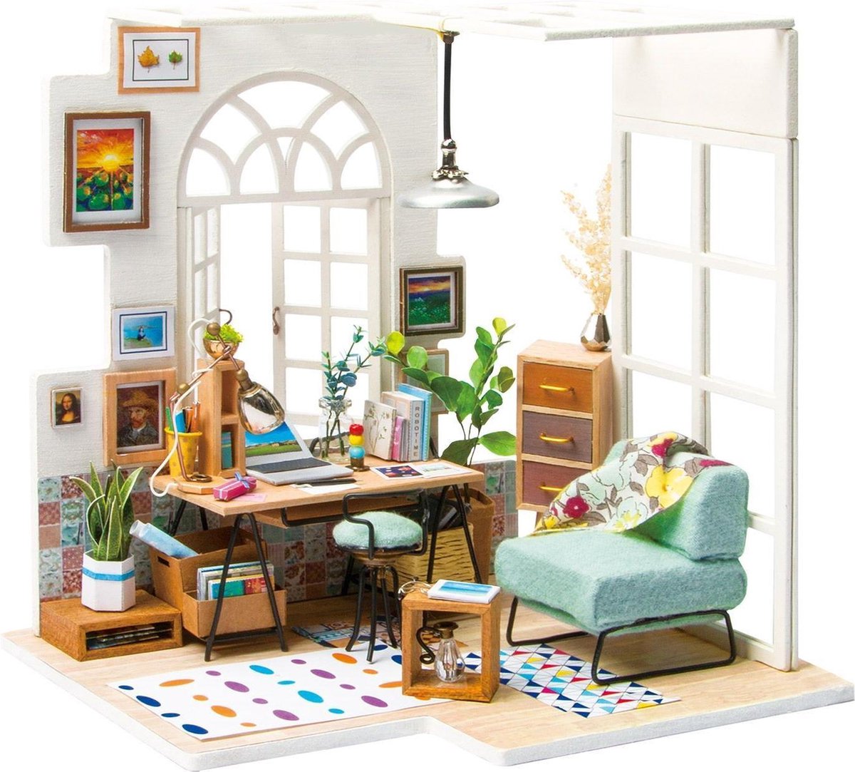 Robotime SOHO Tijd DGM01 - Houten Modelbouw - Mini Poppenhuis met LED licht - DIY