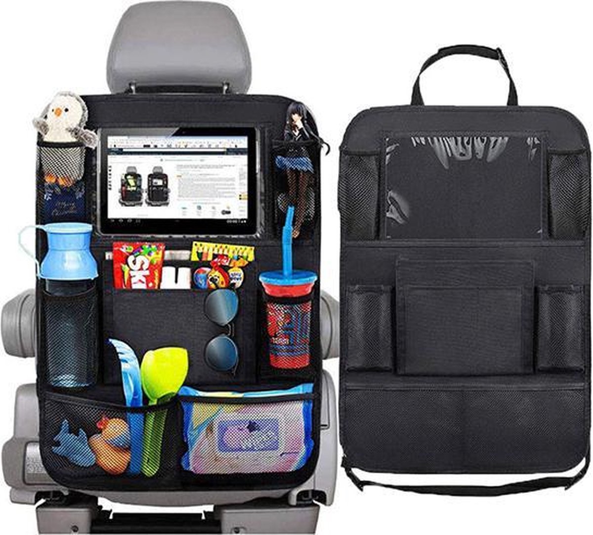 Autostoel Organizer met Tablet Houder Set van 2 Universeel Autostoel Beschermer Autostoel Hoes voor Kinderen Zwart