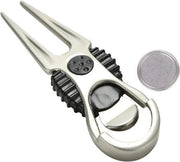 Firsttee - Pitchfork golf - Met Marker - Zilver - Golfbal - Golfbalmarker - Golfballen - Golf accessoires - Golftrainingsmateriaal - Cadeau - Sport - Training - Golfset - Trolley - Trainingsmaterialen - Mat - Net - Swing - Trainer - Putting - Tees