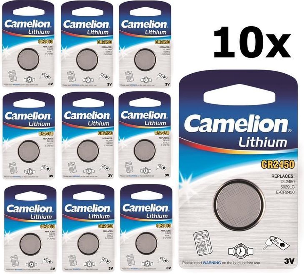 10 Stuks Camelion CR2450 3v lithium knoopcelbatterij