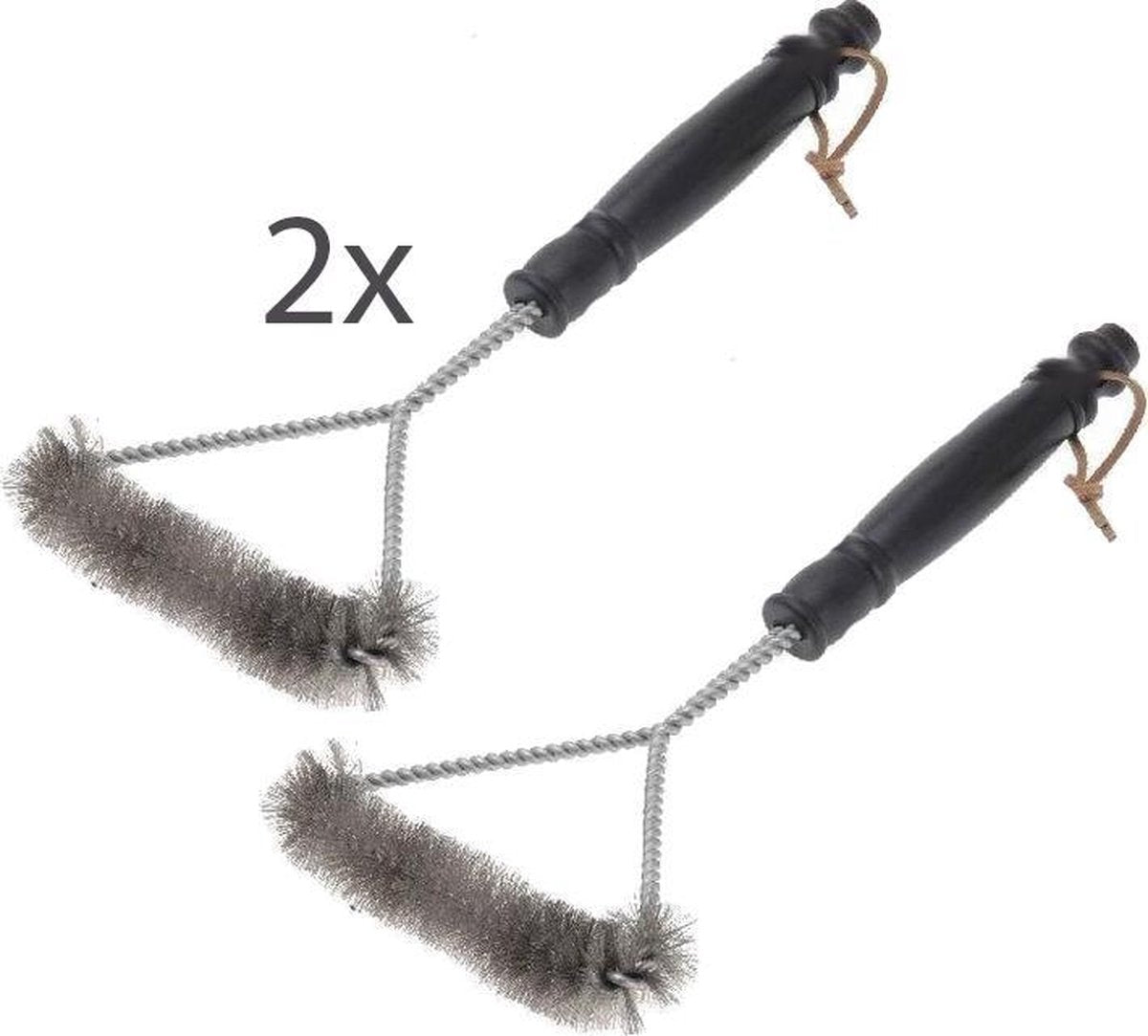 Set van 2 stuks - bbq / barbecue borstel - driehoeksborstel - lengte 31 cm