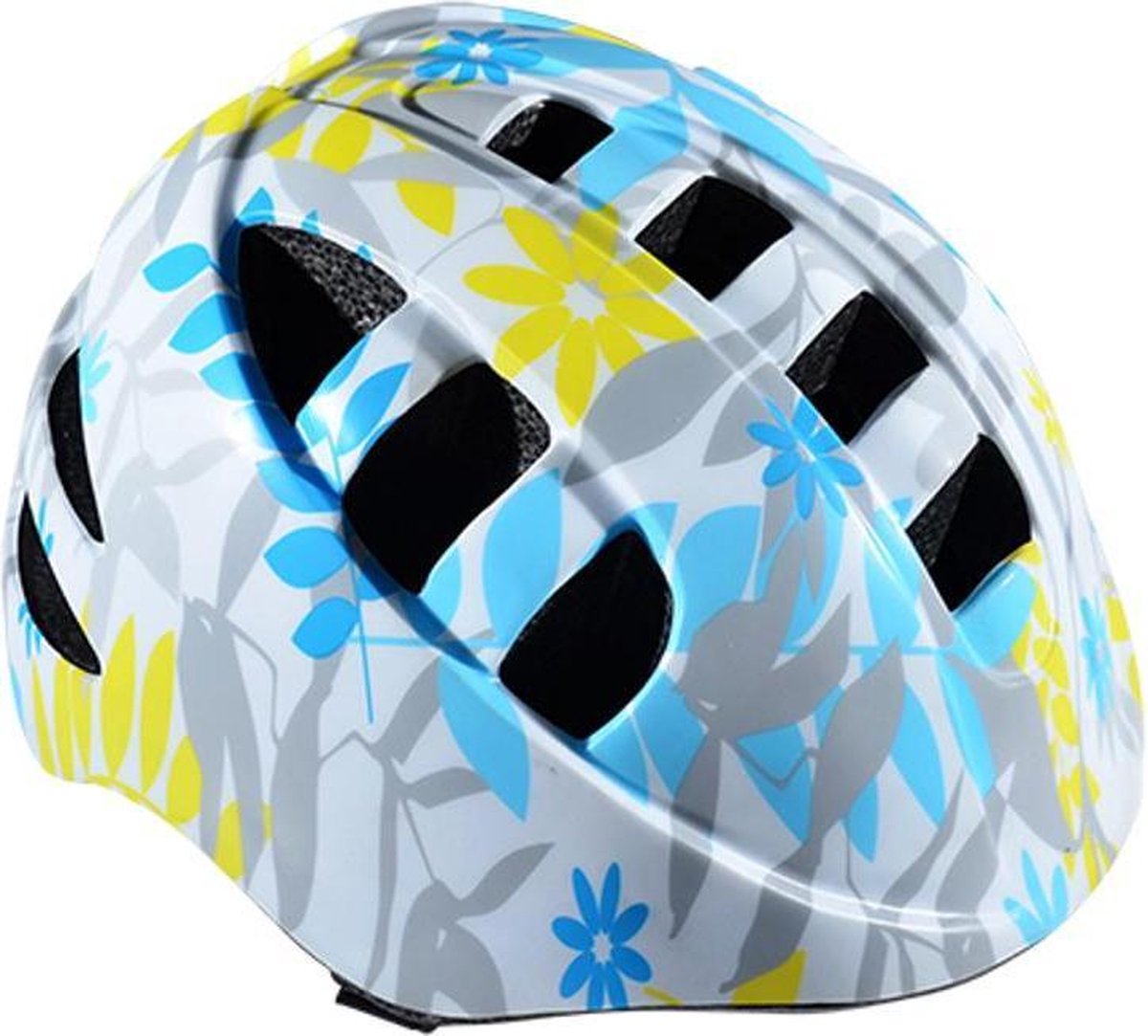 kinderhelm Optimiz - Fietshelm voor kinderen - Kinderfietshelm - Bloemen Wit Blauw geel - ExtraSmall 48-52cm - slechts 210gram