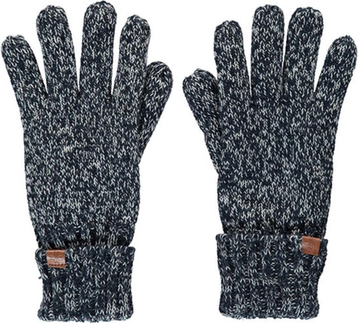 Zwart/navy gemeleerde gebreide handschoenen voor kinderen - One size - Warme fleece voering handschoenen voor jongens/meisjes