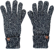 Zwart/navy gemeleerde gebreide handschoenen voor kinderen - One size - Warme fleece voering handschoenen voor jongens/meisjes