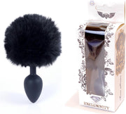 Bossoftoys - Black Silicone Anal Plug With Bunny Tail Black - Length 6
