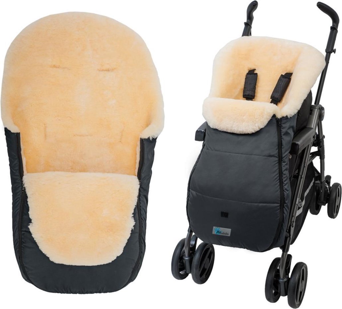 Voetenzak & Cover voor Buggy van Lamsvacht - Altabebe zwart 6-36 mnd