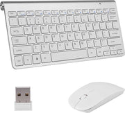 HBKS Mini Toetsenbord en Muis Draadloos - USB Connector - Apple - Android - QWERTY Draadloze Toetsenborden - Wireless Keyboard & Mouse - Zilver
