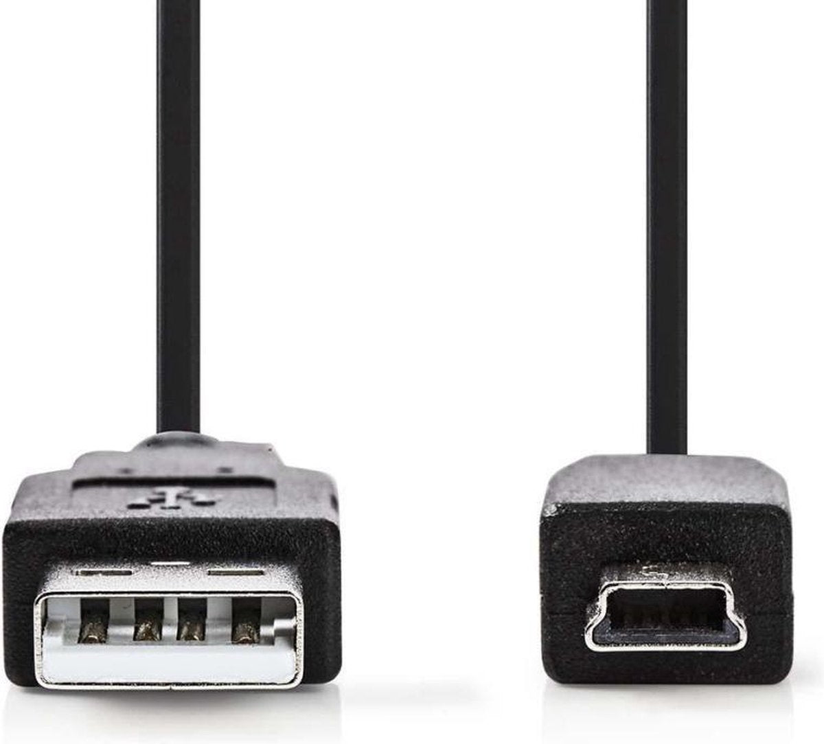 USB-Kabel | USB-A Male | USB Mini-B 5-Pins Male | Vernikkeld | 2.00 m | Rond | PVC | Zwart | Polybag