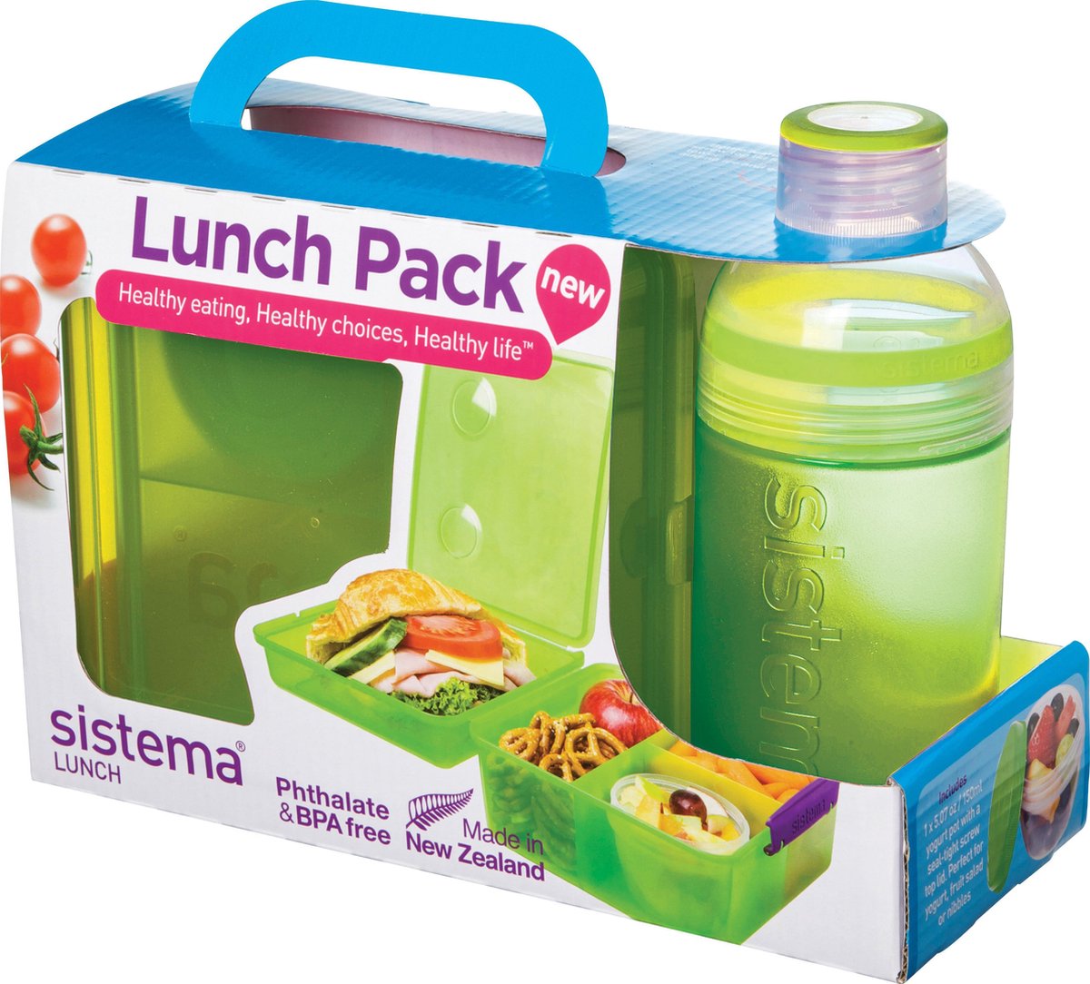 Sistema Lunch - Lunch Pack - Lunch Cube Max en 480 ml Trio Fles - Groen