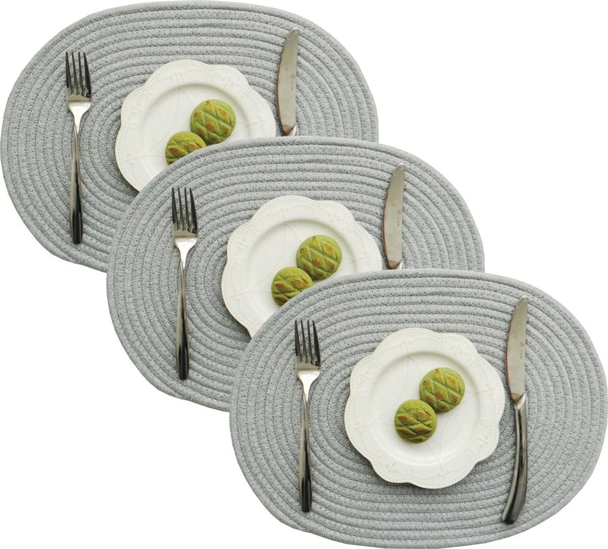 Eyzo Hittebestendige Placemats / Pannenonderzetter - 3-pack Lichtgrijs 30*40cm