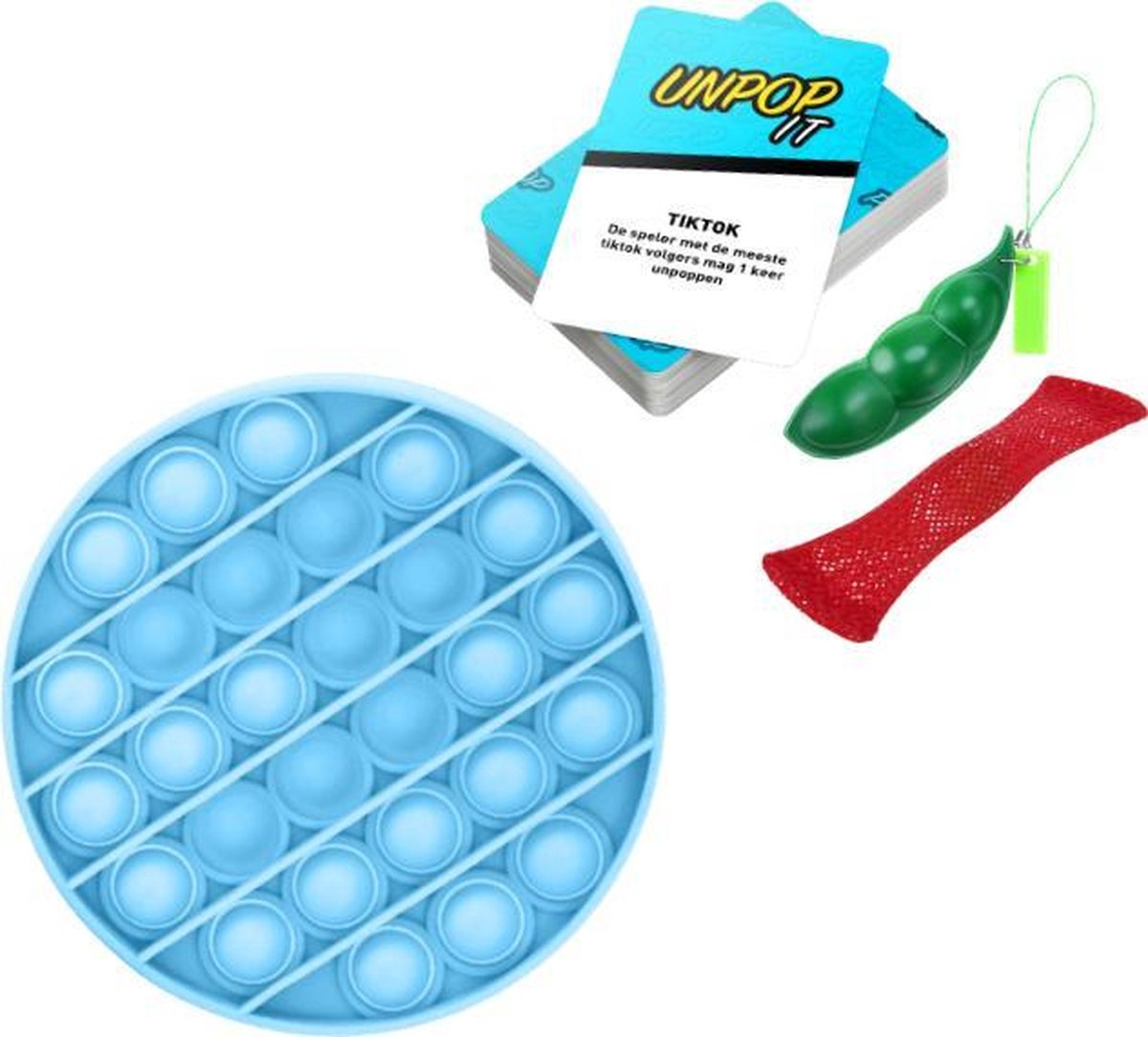 ZTWK© - Fidget toys pakket - Pop it blauw + Pea popper + Mesh and marble - 3 stuks