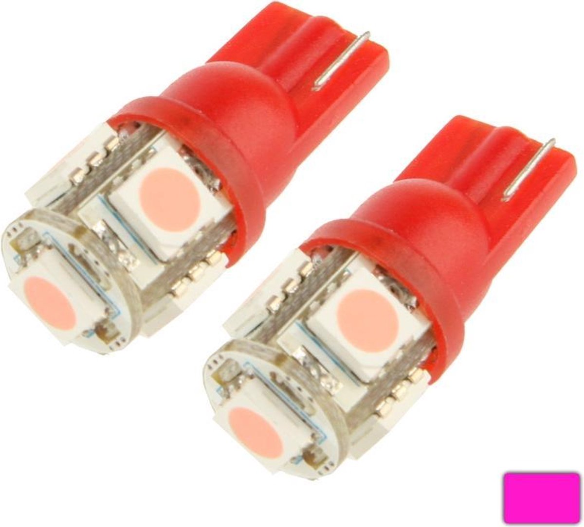 T10 Pink 5 LED 5050 SMD Autosignaallamp (paar)