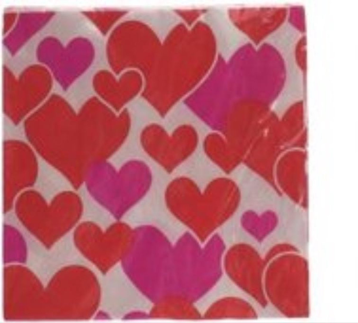 Servetten hartjes rood roze  10 stuks 17 cm lang 17 cm hoog