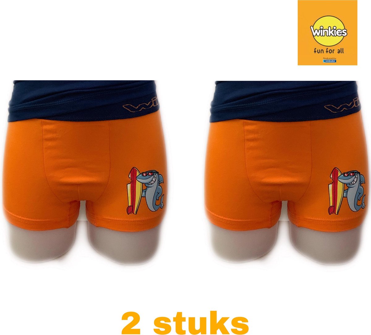 Embrator 2-pack jongens Boxershort oranje surf maat 110/116