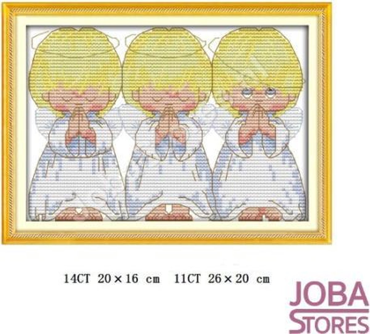 Borduur Pakket "JobaStores®" Engeltjes 14CT Voorbedrukt (20x16cm)