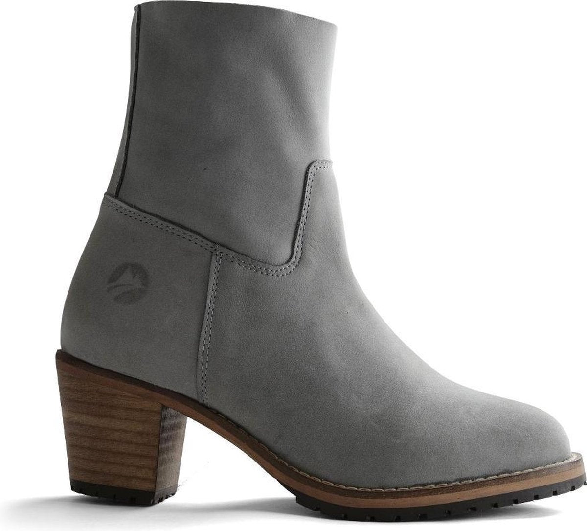 Travelin Bordeaux Nubuck - Dames enkellaars met hak - Grijs - Nubuck leer - Maat 42