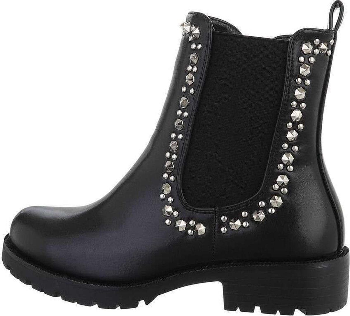 Chelsea boots zwart met mooie studs Zwart / 36