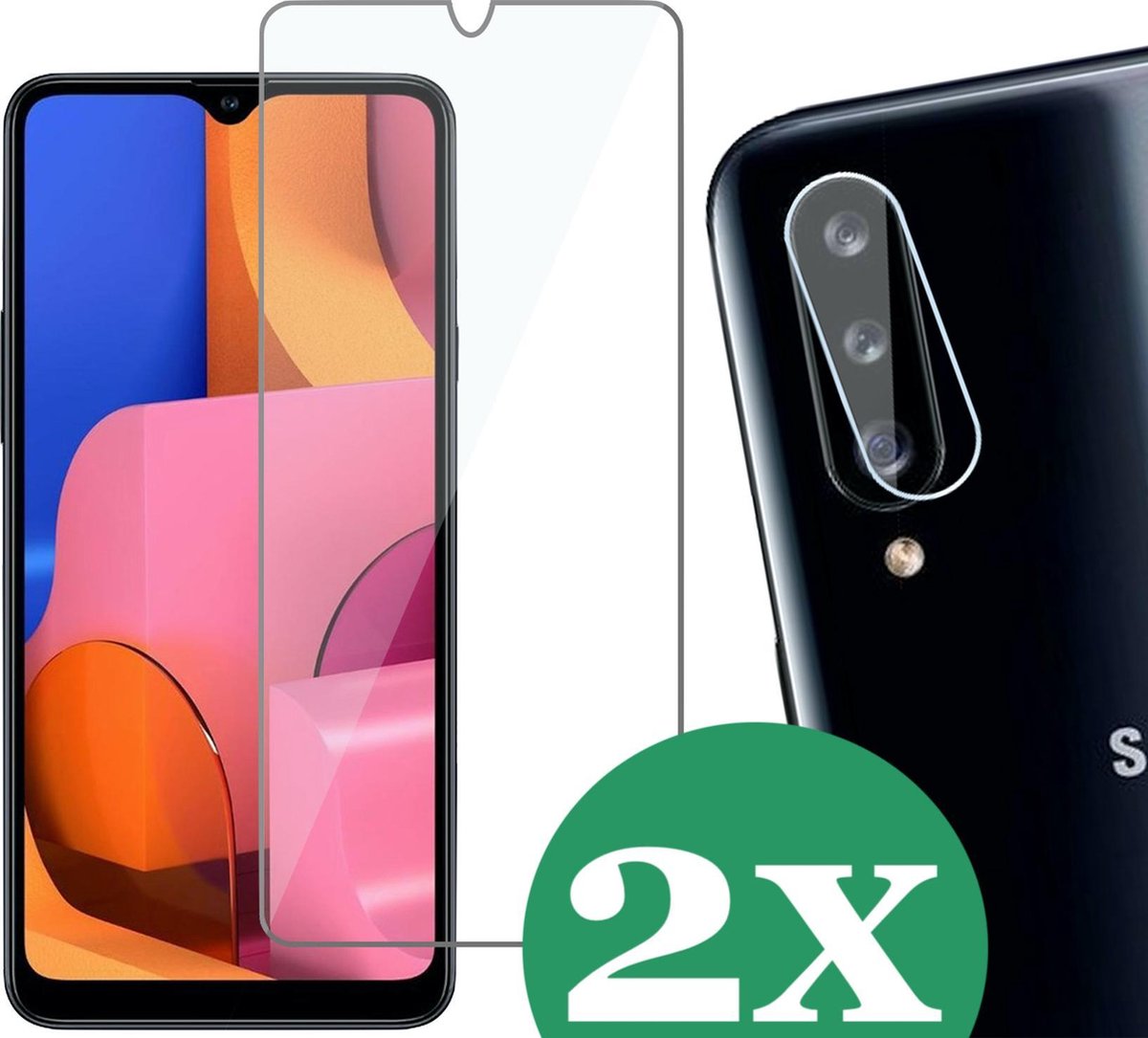 Samsung A20s Screenprotector - Samsung Galaxy A20s Screen Protector Glas en Samsung A20s Screenprotector Camera - 2 Stuks