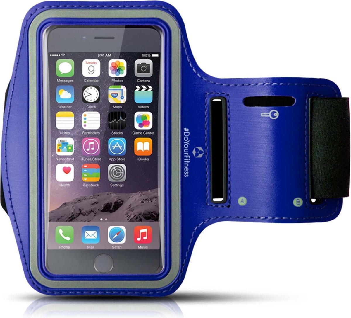 #DoYourFitness - Sportarmband - »RunnerMan« - Hardlooparmband voor telefoon - LARGE 60 cm - Navyblauw