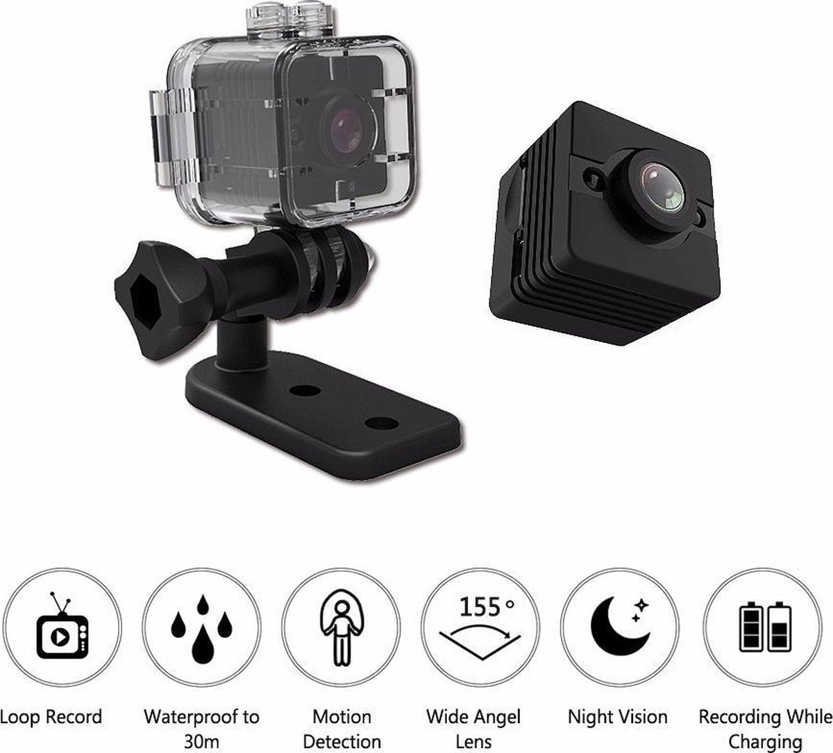 Mini Camera 1080p HD Waterdicht - 32GB en Extra accessoires GRATIS meegeleverd - Waterproof - Verborgen Camera - Action Cam - Spy Camera - Dashcam - Nightvision - Motion Detector