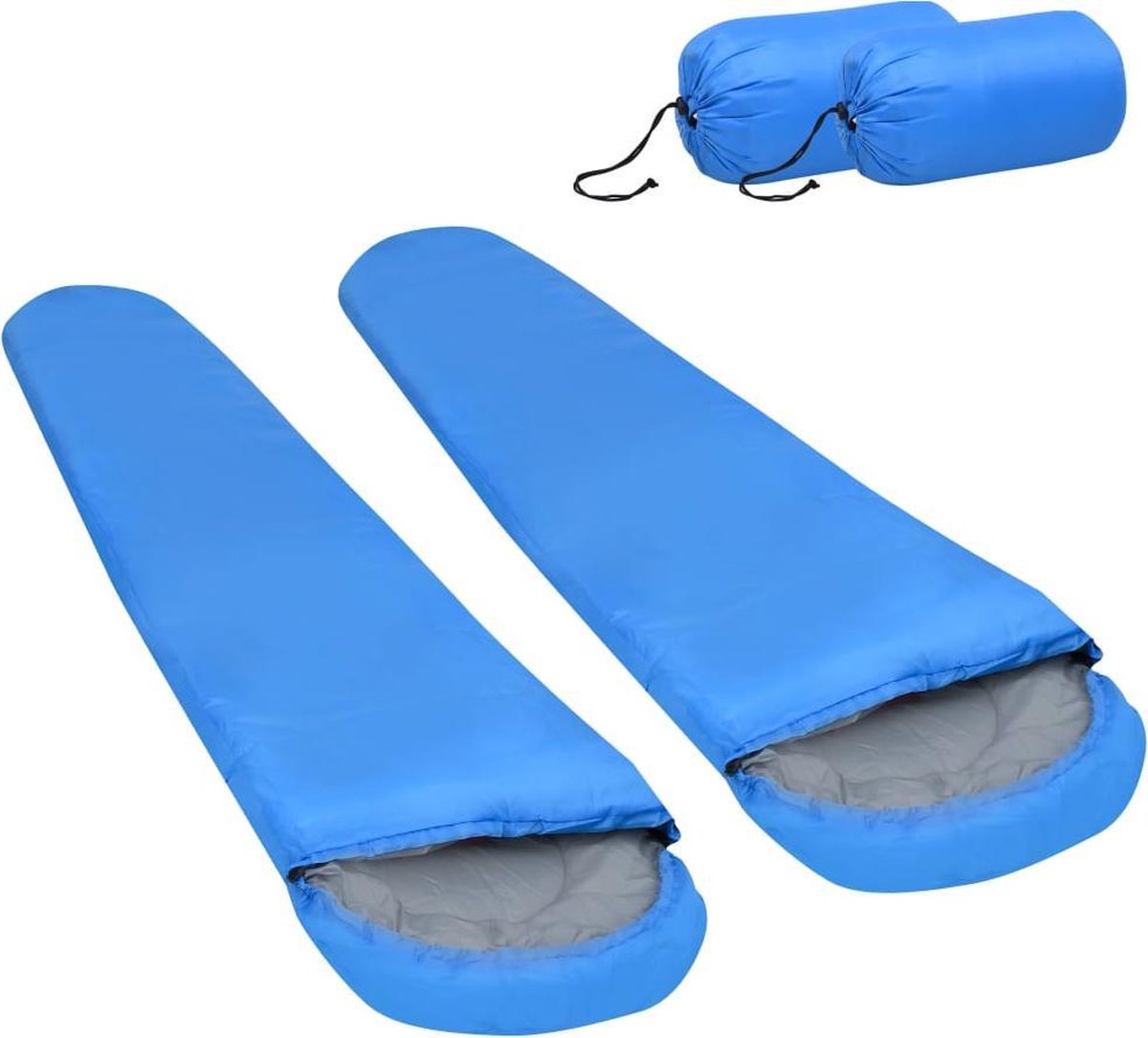 2 blauwe slaapzakken - kamperen - camping - lichtgewicht - slaapzak - professioneel - set van 2